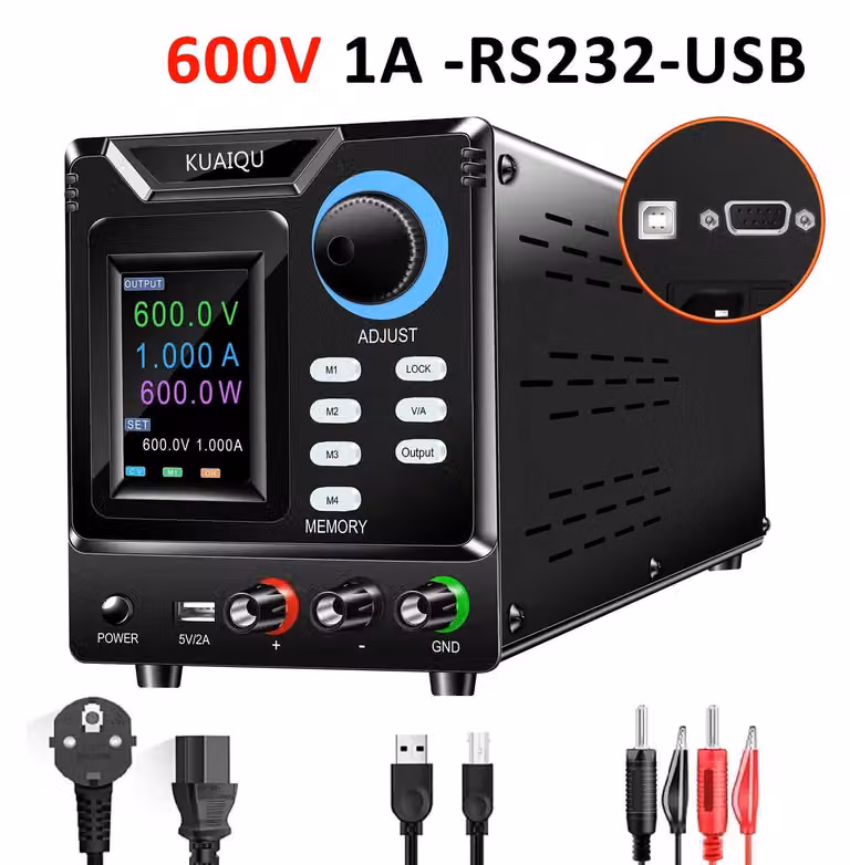 Alimentatore da laboratorio programmabile - Alimentatore a commutazione - 0–600 V - 0–1 A - USB e RS-232 - Uscita singola - Tensione stabilizzata