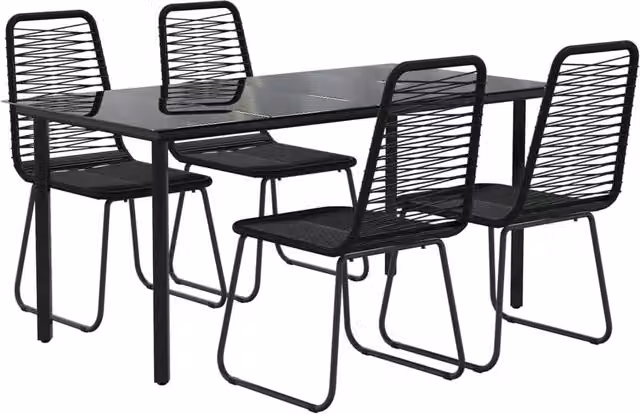 Set da pranzo da giardino mobile da esterno 5 pezzi nero 02_0013904
