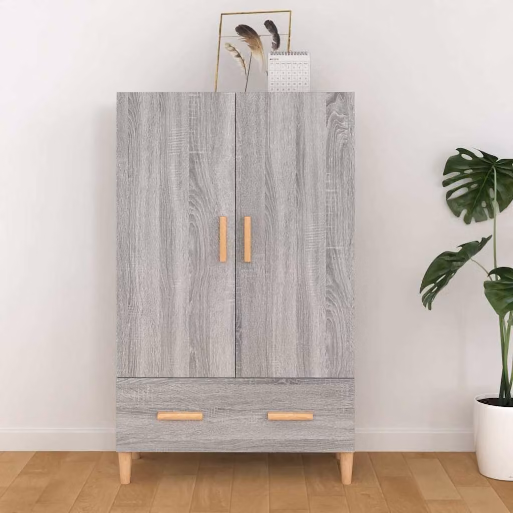 Credenza a parete vidaXL in legno multistrato e MDF, Grigio opaco, L: 70 cm, P: 31 cm, H: 115 cm