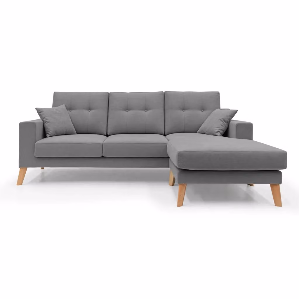 Divano angolare reversibile Danish Divani.Store in tessuto grigio, L 237 cm – 2