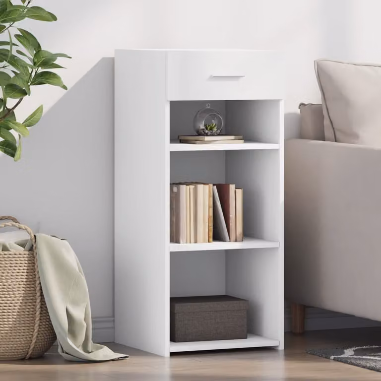 Credenza moderna bianca vidaXL in legno e MDF da appendere al muro L: 40 cm, P: 42,5 cm, H: 93 cm