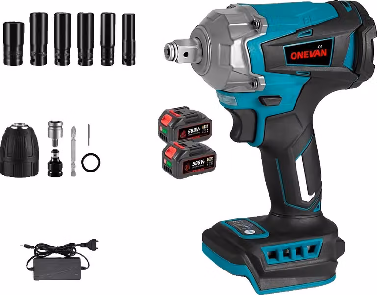 Avvitatore elettrico, coppia 1200 Nm, motore brushless 18 V, set 2 batterie da 12 pezzi A