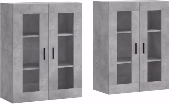 Set di 2 pratici armadietti da parete mensola a muro 69,5 x 34 x 90 cm in legno ingegnerizzato grigio cemento 02_0055441