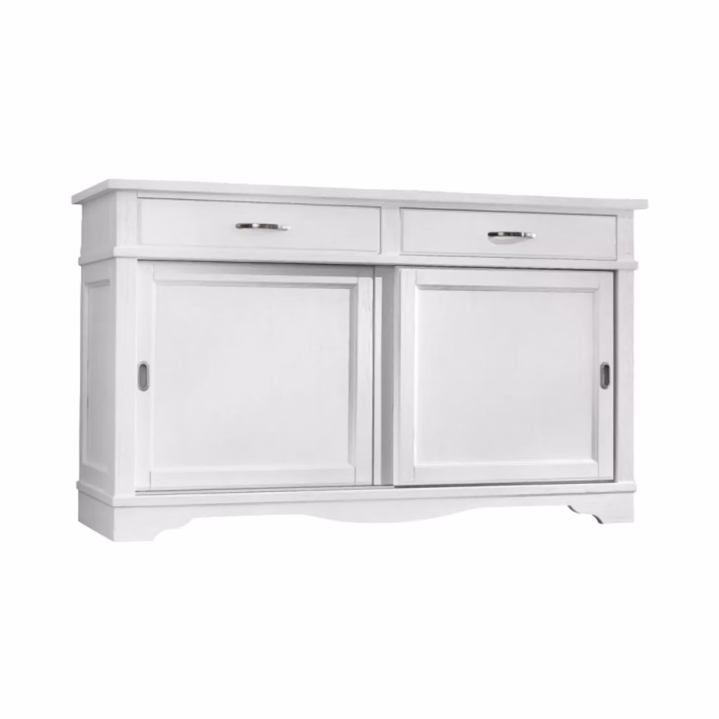 Madia credenza moderna Mobili 2G in legno massello con 2 ante scorrevoli e 2 cassetti bianco L: 160 cm, P: 50 cm, H: 95 cm – 1
