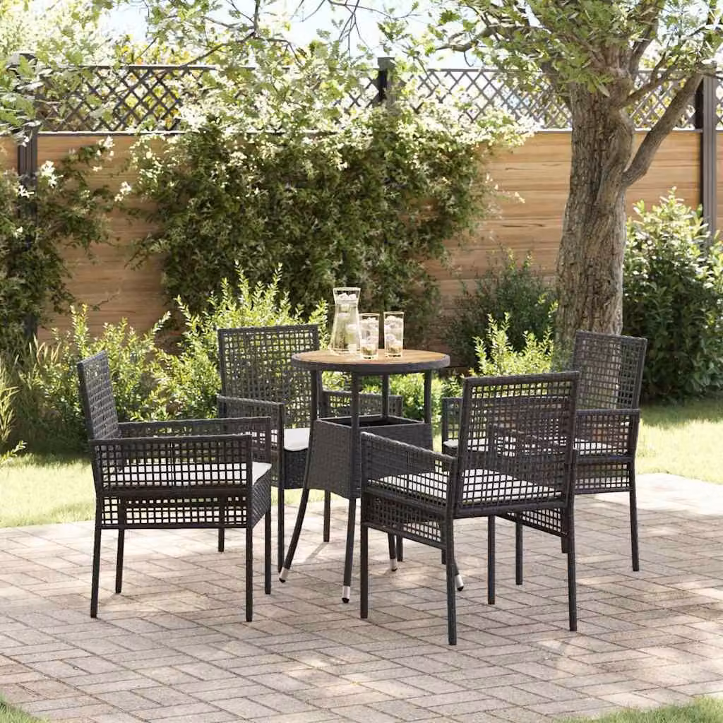 Maison Exclusive - Set da Pranzo per Giardino 5 pcs Nero polyrattan