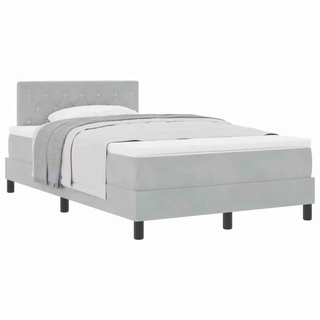 Letto a molle con materasso vidaXL in velluto grigio, L/P/H: 200 x 120 x 88 cm – 2