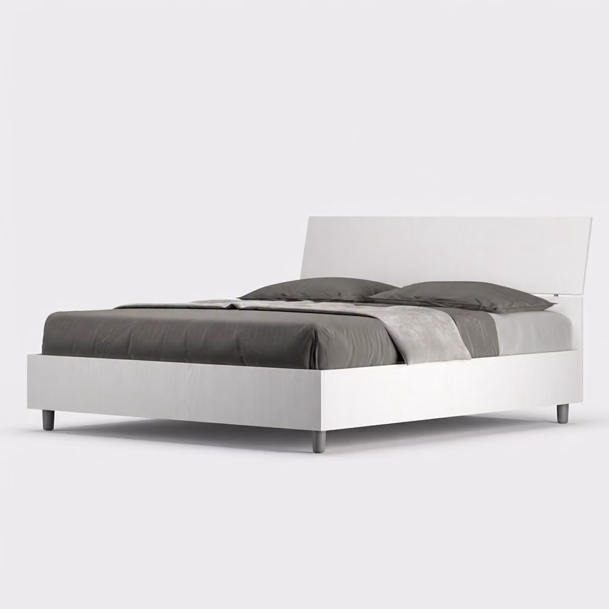 Letto imbottito di design bianco con contenitore, 160x190 cm, testiera Demas Nod