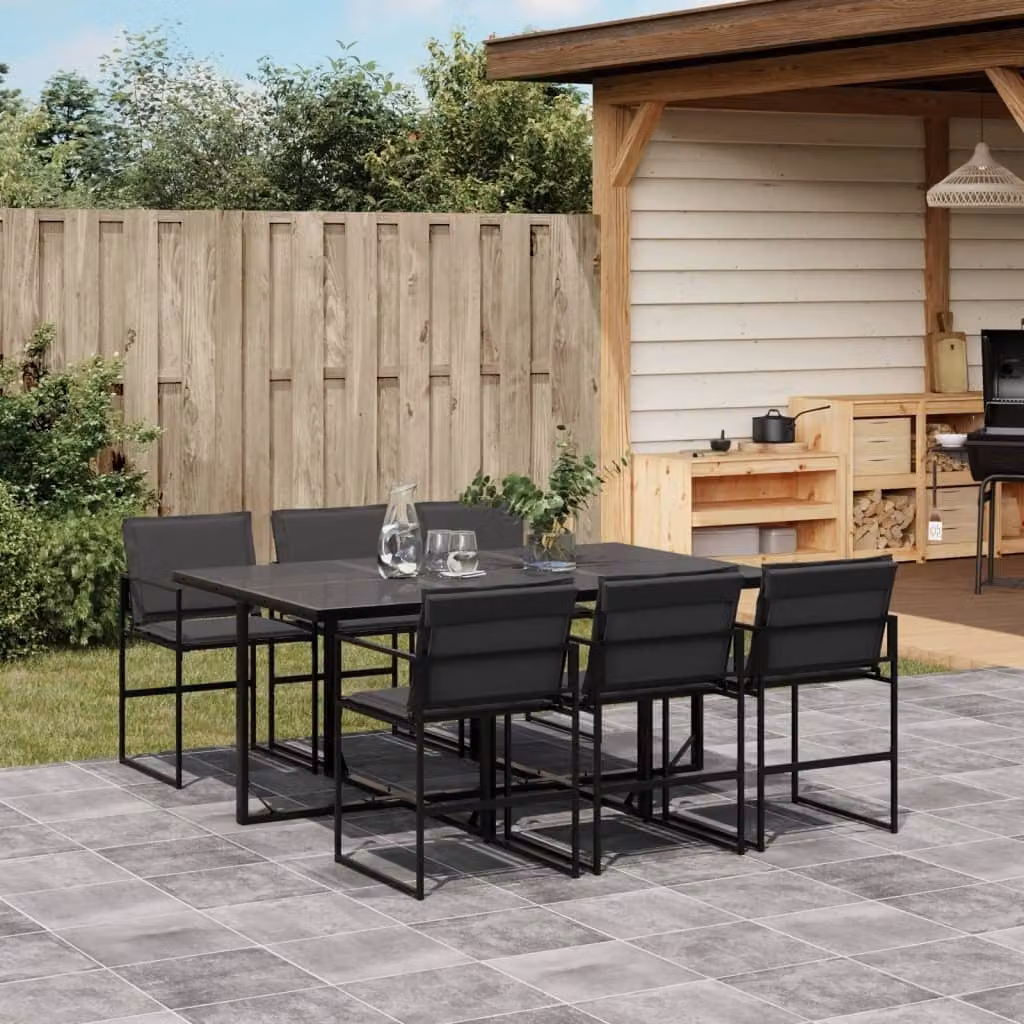 Maison Exclusive - Set da pranzo da giardino da 7 pezzi con cuscini in Textilene nero