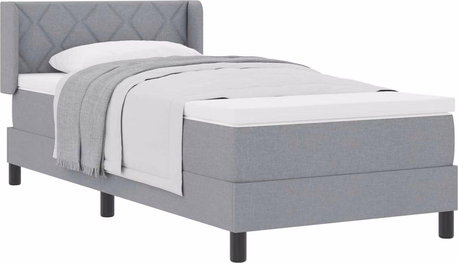 Letto a molle con testiera Grigio chiaro 190 x 90 cm Tessuto