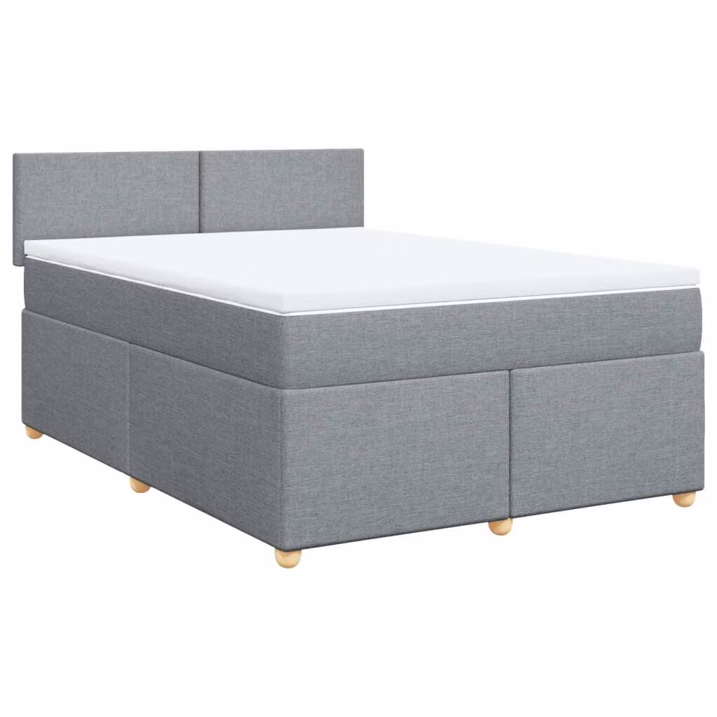 Giroletto a Molle con Materasso Grigio Chiaro 140x200cm Tessuto