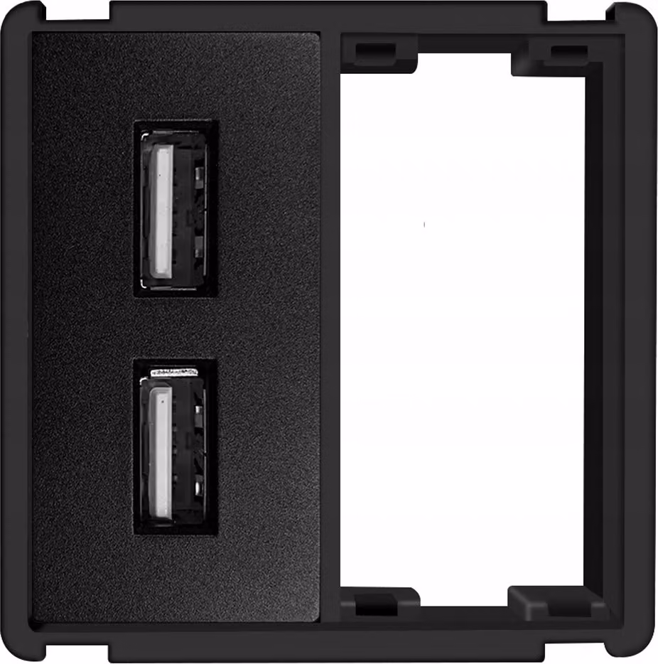 Presa di corrente modulo nero USB 2x 2,4A Sistema RTX SH