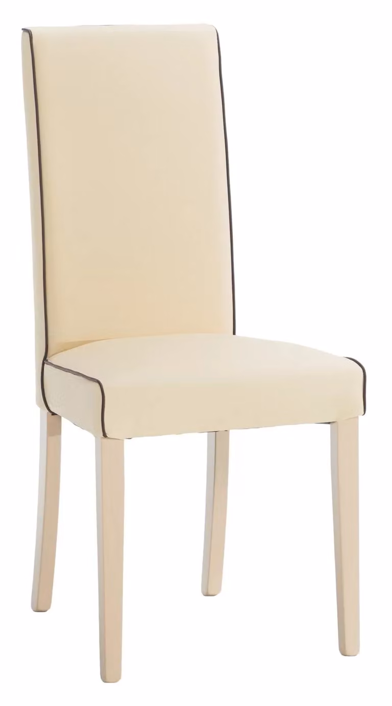 Set di 2 sedie imbottite in ecopelle beige con dettagli marroni Mobili 2G