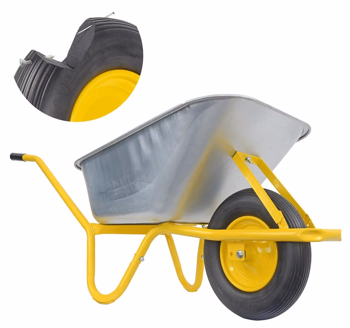Carrello di trasporto Matrix da 100 litri, capacità 250 kg, in poliuretano, colore giallo, per materiali edili