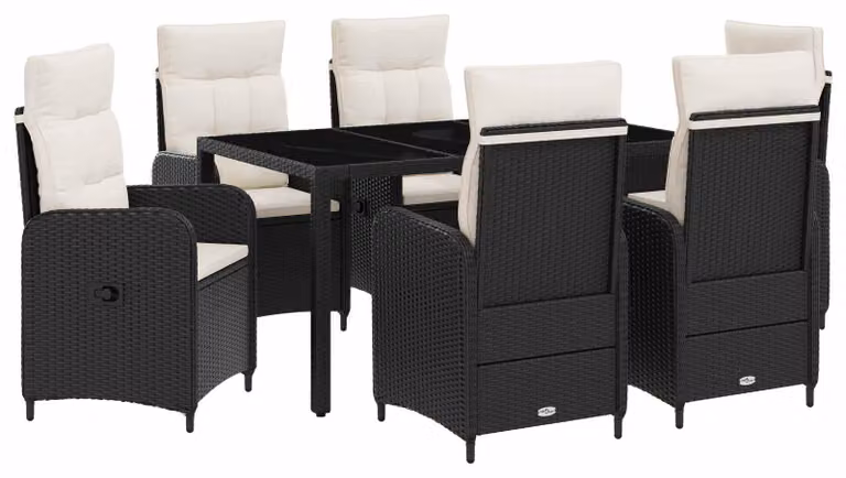 Set da pranzo per esterni 7 pcs Nero e Bianco Crema