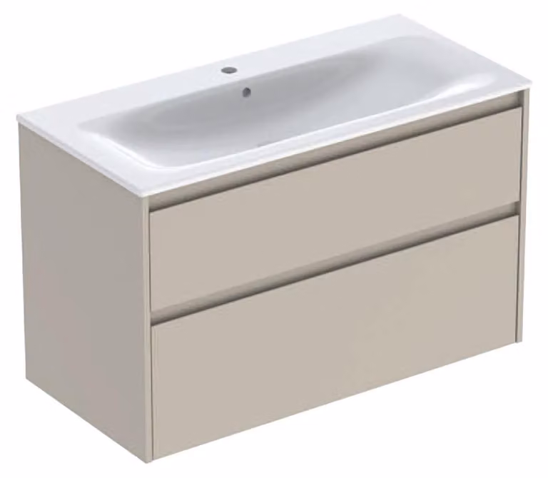 Geberit Renova Plan Ensemble lavabo pour meuble bord étroit, avec meuble sous lavabo, 2 tiroirs, 100x62,1x48cm, 504.041.DB.8, 504.041.DB.8