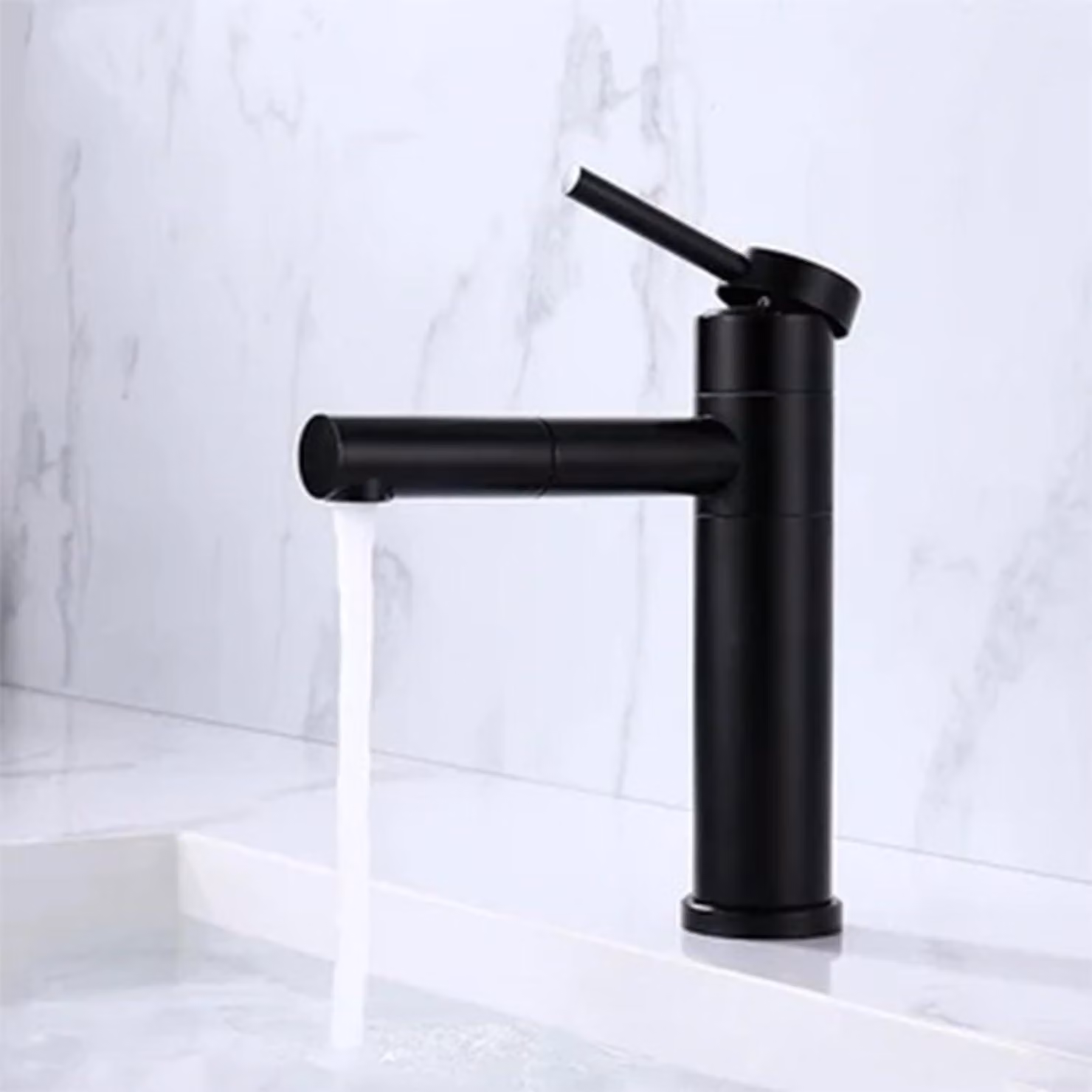 Miscelatore monocomando per lavabo, cromato nero, regolabile, adatto per bagno e cucina
