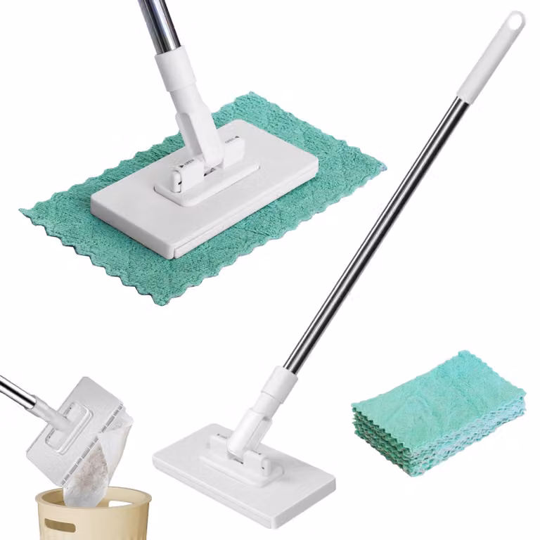 Mini mop con sistema di fissaggio a pressione, 10 panni in microfibra