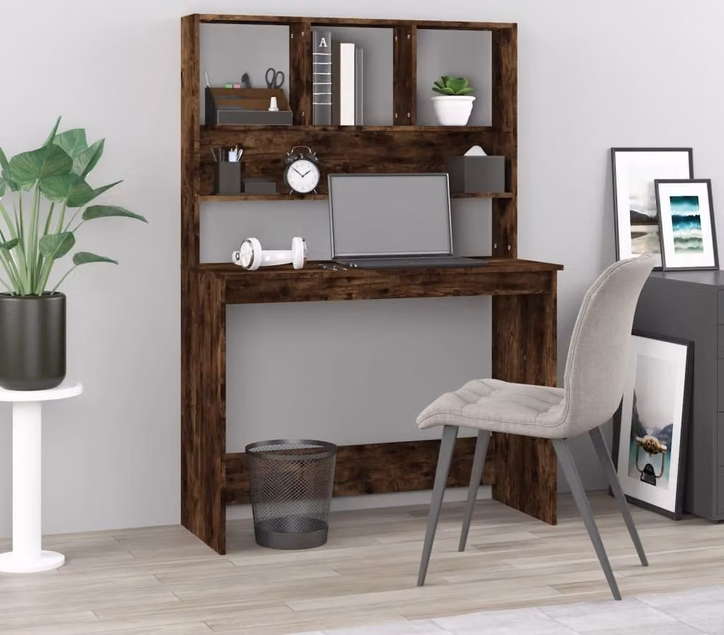 Maison Exclusive - Scrivania con scaffale Rovere affumicato 102x45x148 cm Materiale ligneo