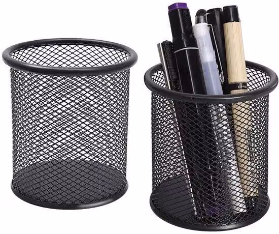 Organizer da scrivania per bambini, set da 2 pezzi, organizer da ufficio, supporti da scrivania rotondi, per bambini, colore nero