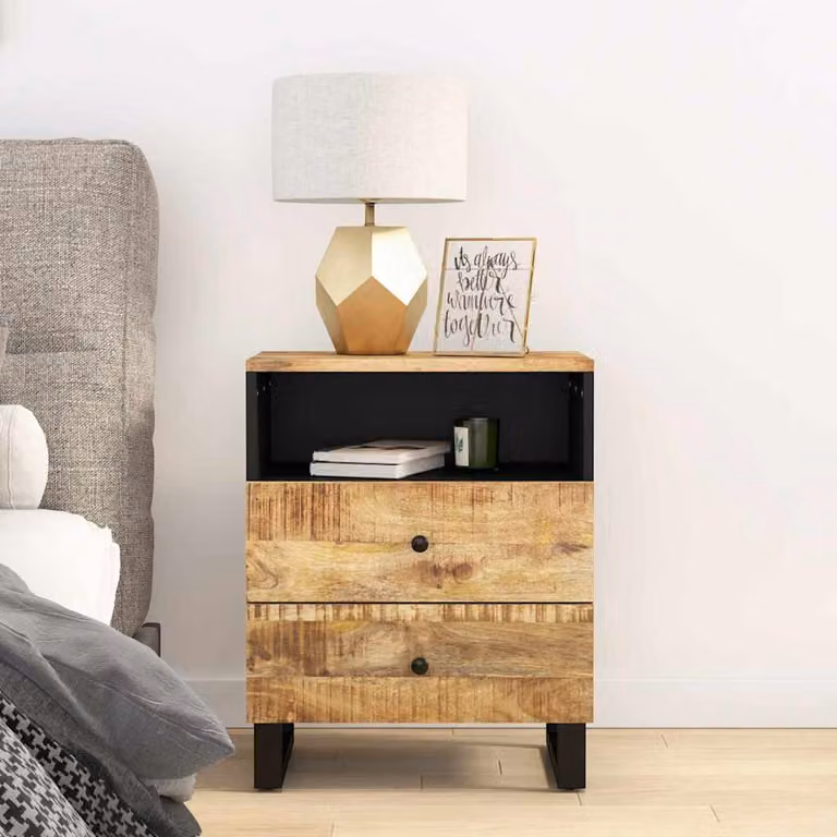 Comodino vidaXL in legno di mango e multistrato marrone L: 50 cm, P: 33 cm, H: 62 cm
