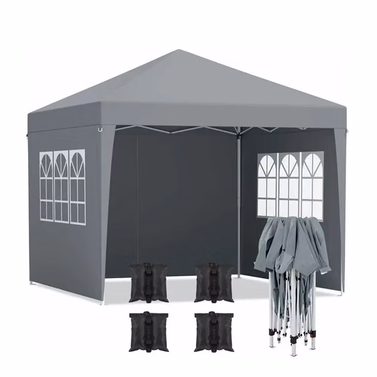 gazebo da esterno 3x3 m, protezione UV, tenda regolabile in altezza per eventi, grigio scuro