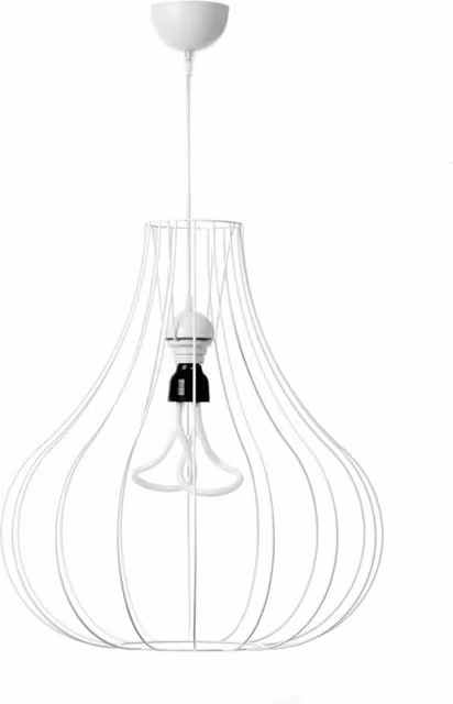 Lampada a sospensione Leonie KENDRA HOME in metallo bianco con dettagli in rame