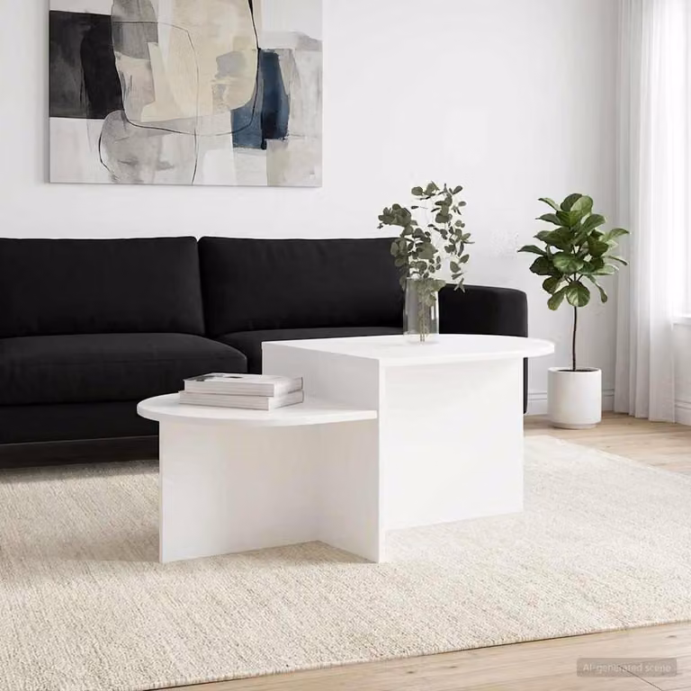 vidaXL Tavolino da salotto moderno bianco in MDF con piano rettangolare L: 100 cm, P: 50 cm, H: 40 cm