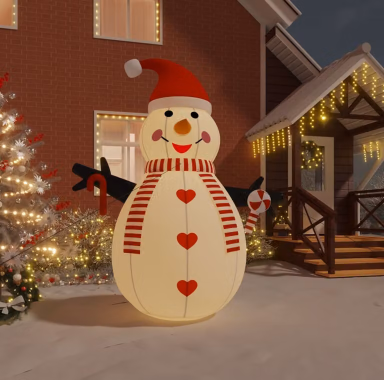 The Living Store Pupazzo di neve gonfiabile con LED 300 cm
