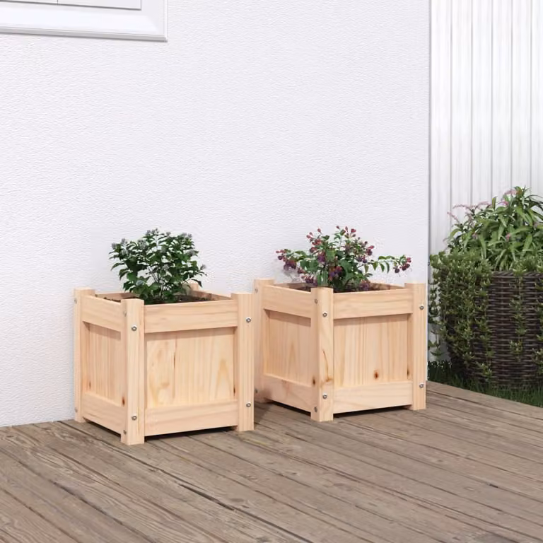 Set di 2 fioriere da giardino vidaXL in legno di pino marrone