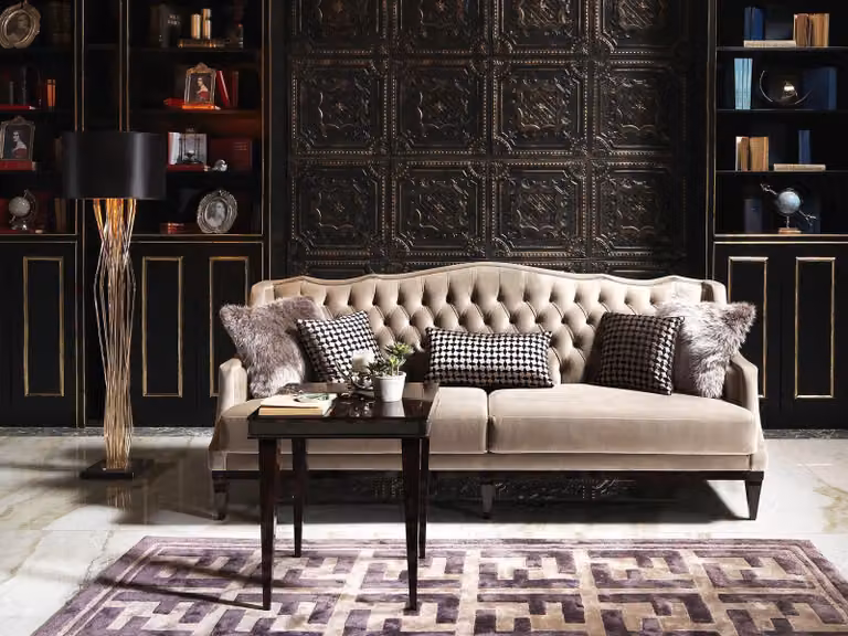 Garnitur Sofa 3 Sitzer Beistelltisch Chesterfield Polstersofa Grau