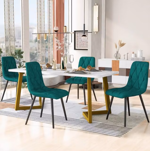 Set tavolo e 4 sedie 117x68 cm moderno MDF verde