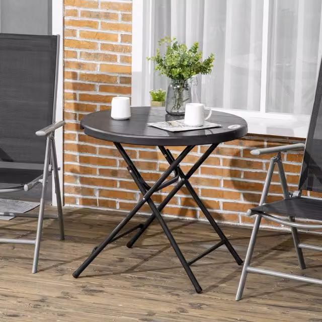 Tavolo da giardino pieghevole Ø80 cm grigio scuro HDPE; 4 persone