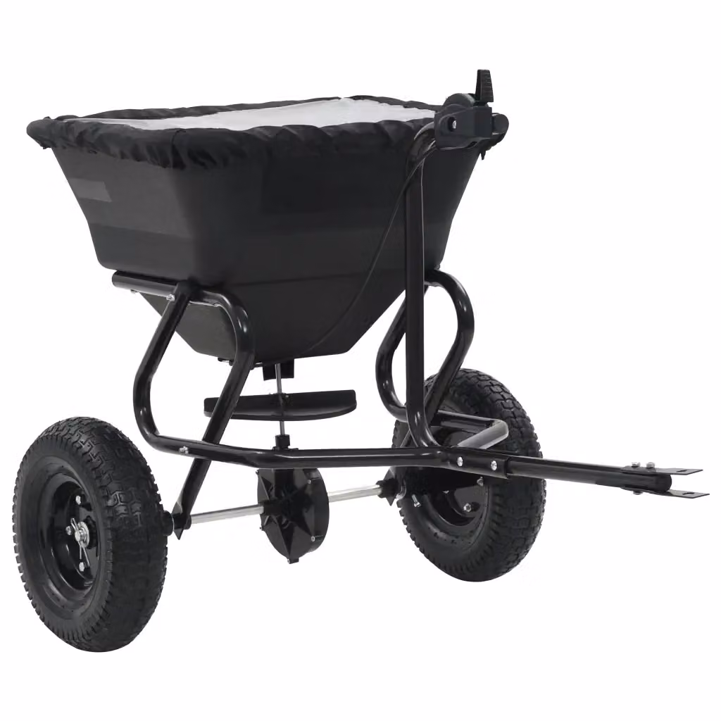 Spargisale manuale vidaXL in PVC e acciaio nero L/P/H: 125 x 74 x 79 cm, capacità 45 L – 2