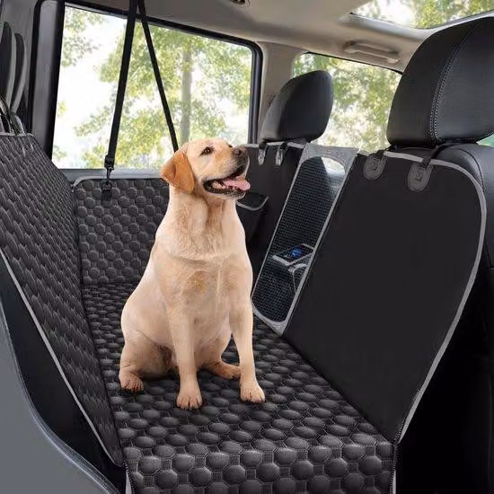 Copri sedile per auto per cani con finestra in rete, alette laterali e protezione impermeabile antiscivolo - Nero