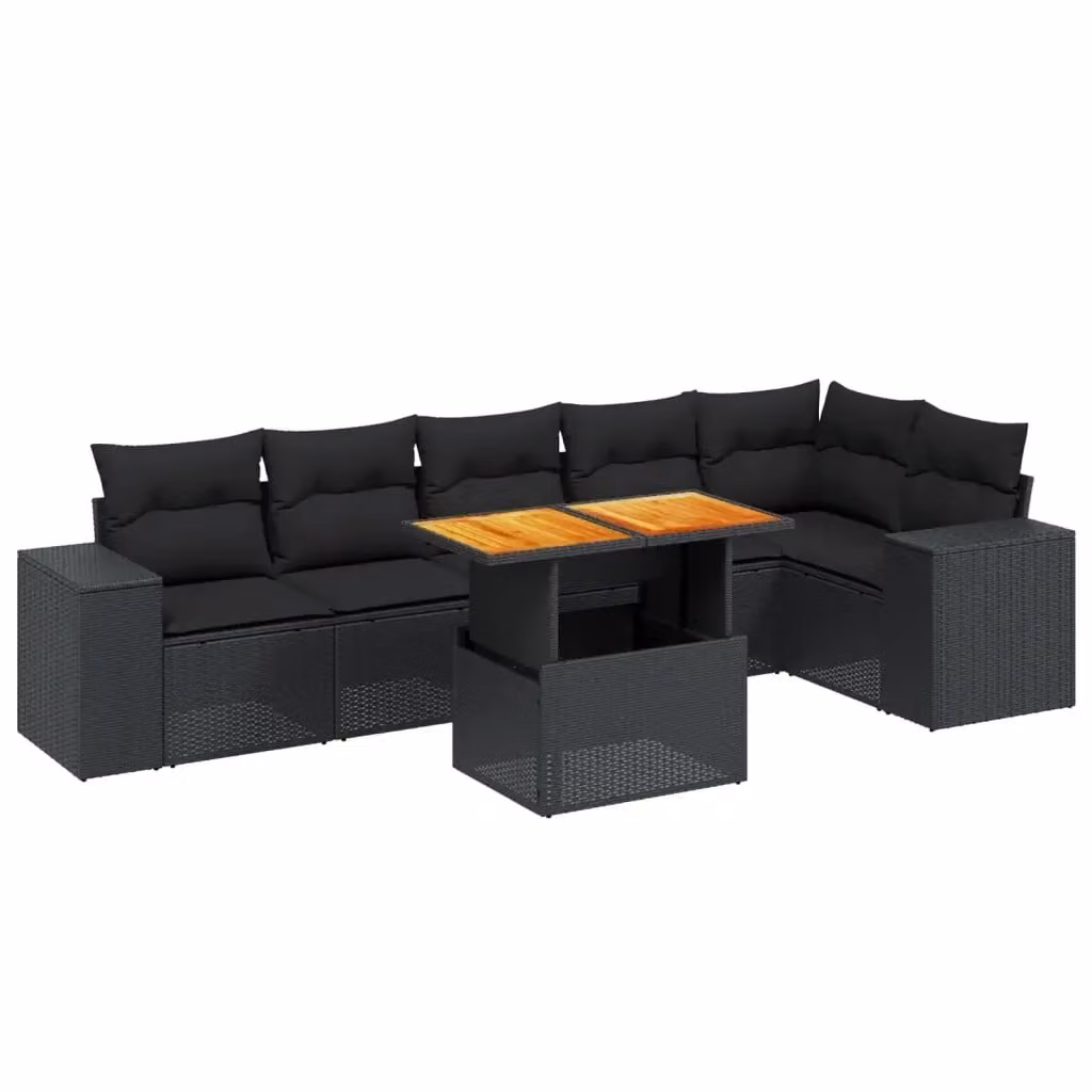 Set Divano da Giardino a L con Polyrattan e Cuscini vidaXL Nero – 2
