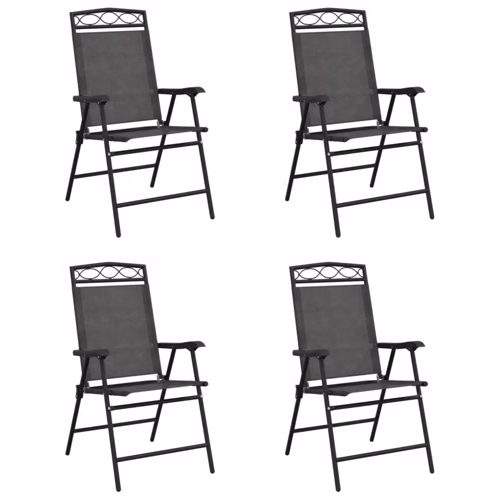 Set di 4 sedie pieghevoli vidaXL in acciaio verniciato e textilene grigio per giardino e terrazza – 2
