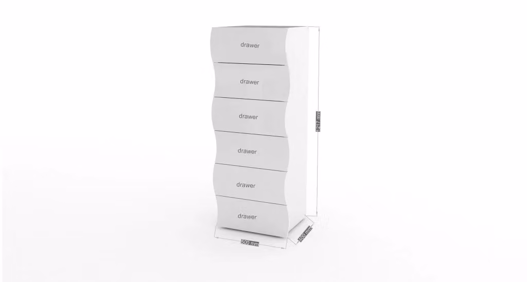 Settimino Moderno ONDA Bianco Lucido a 6 Cassetti – 2