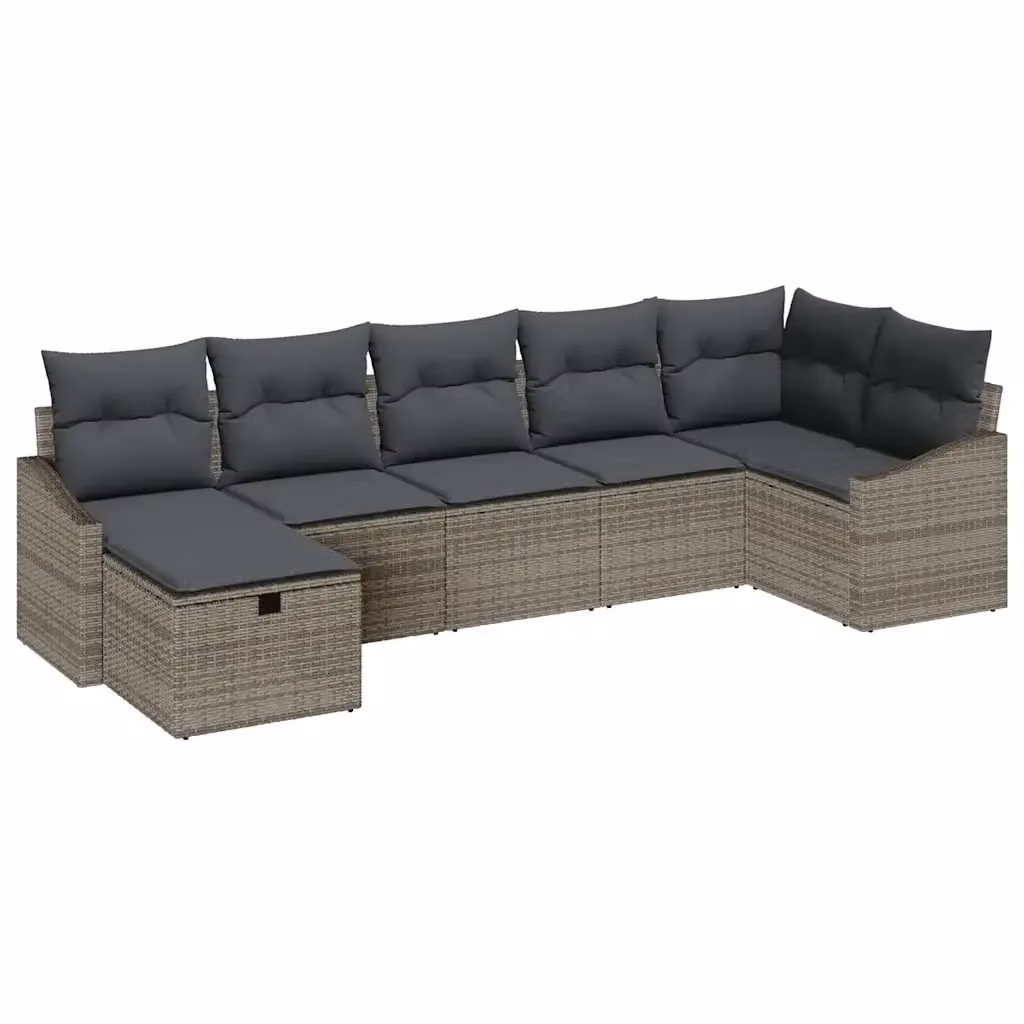 Set di divani da giardino vidaXL a forma di L in polyrattan grigio con 8 pezzi e cuscini inclusi – 2