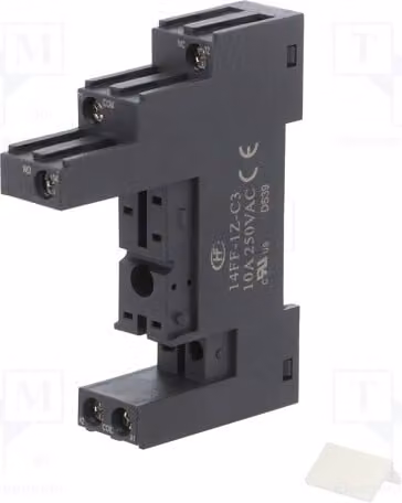 1 x Zoccolo da 10A, 250VAC, con 5 contatti. Montaggio: su guida DIN, per pannelli 14FF-1Z-C3. Elettromagnetico