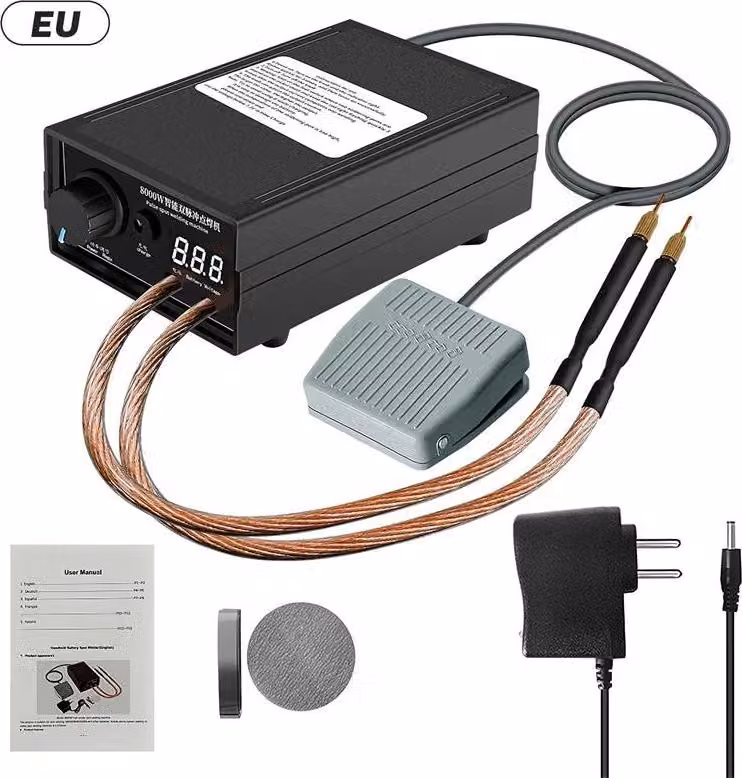 Saldatrice a punti per batterie - 8000W - Potenza regolabile - Portatile - Adatta per batterie con strisce di nichel fino a 0,3 mm - Funzionamento a corrente elettrica