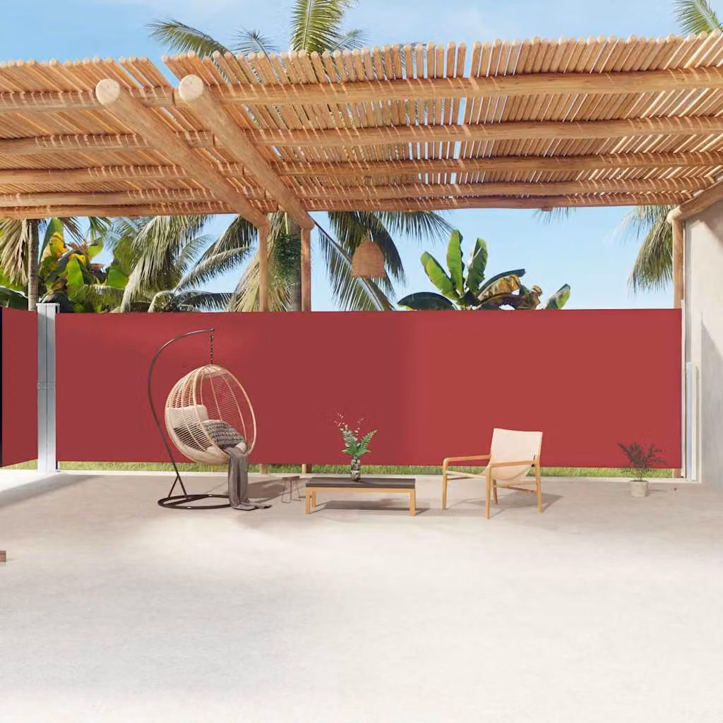 Tenda da sole laterale retrattile vidaXL in poliestere rossa L: 1200 cm, H: 200 cm