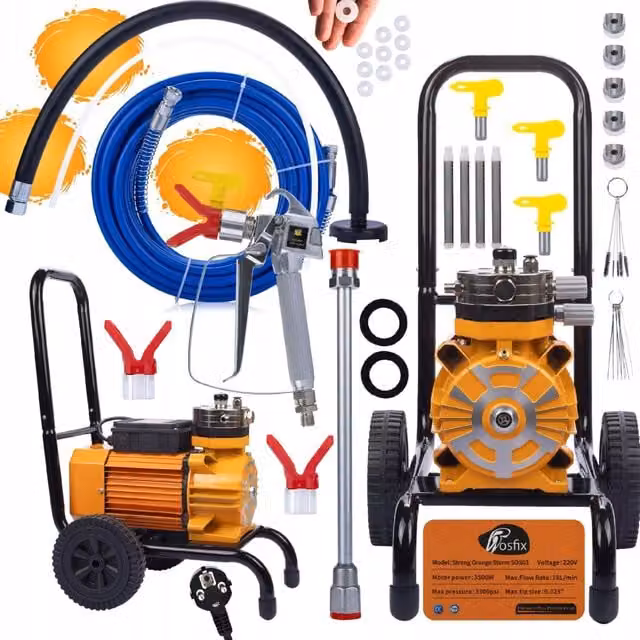 Pompa Airless Rosfix Strong Orange Storm SOS03 – 3500W, 22MPA, 18L/min | Verniciatura Professionale | Accessori Inclusi