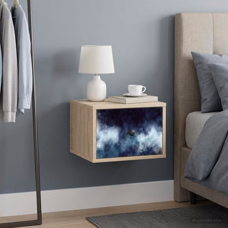 vidaXL Mobiletto da comodino a parete RAALTE Rovere Sonoma e Nero moderno in MDF e metallo