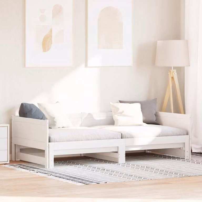 Maison Exclusive - Divano letto estraibile bianco 203,5 x 184 x 56,5 cm