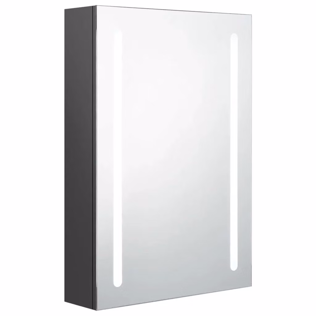 Armadietto da bagno moderno vidaXL con specchio e illuminazione LED, Grigio, L 50 cm x P 13 cm x H 70 cm – 2