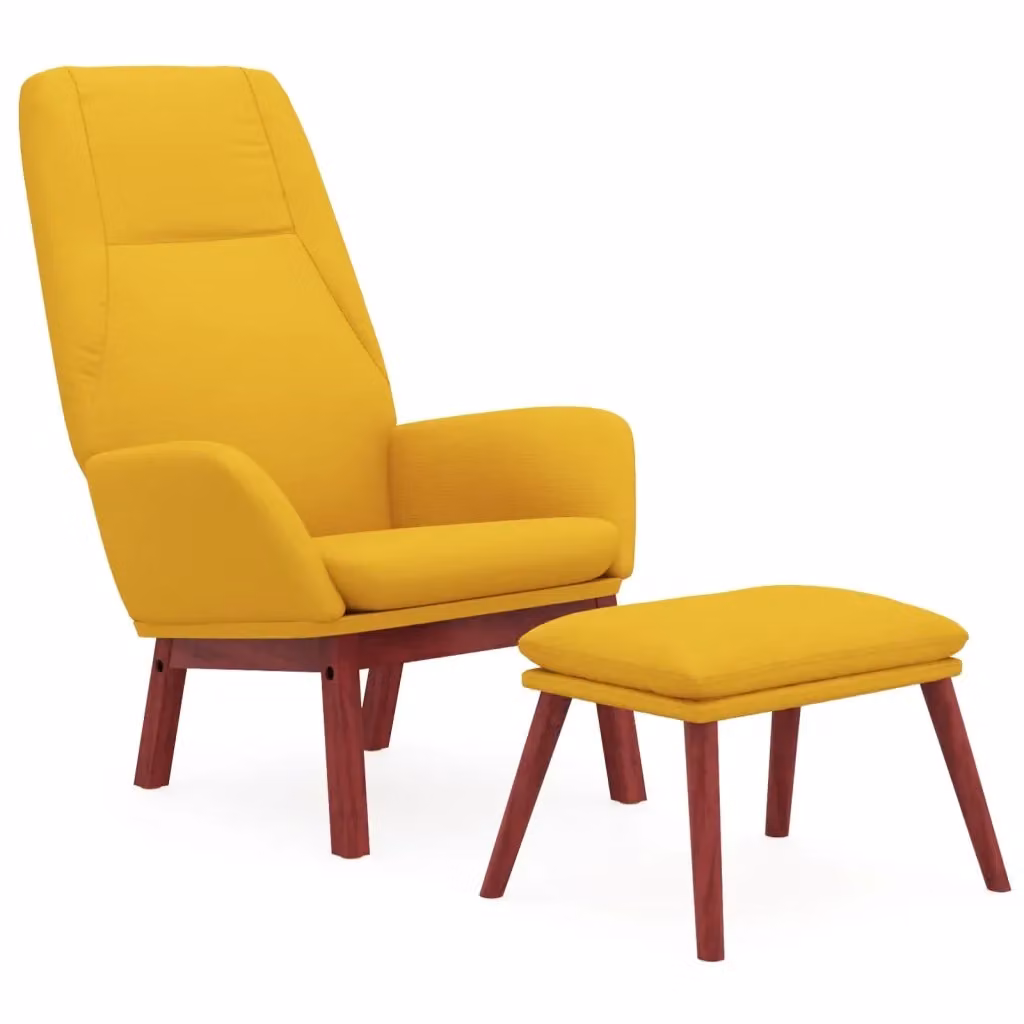 Poltrona Relax con Poggiapiedi vidaXL in Tessuto Giallo con Struttura in Metallo e Legno – 2