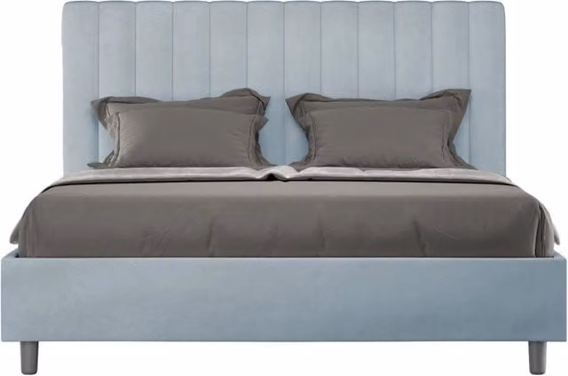 ityhome Letto matrimoniale king size senza rete imbottito 170x190 microfibra azzurro Agueda