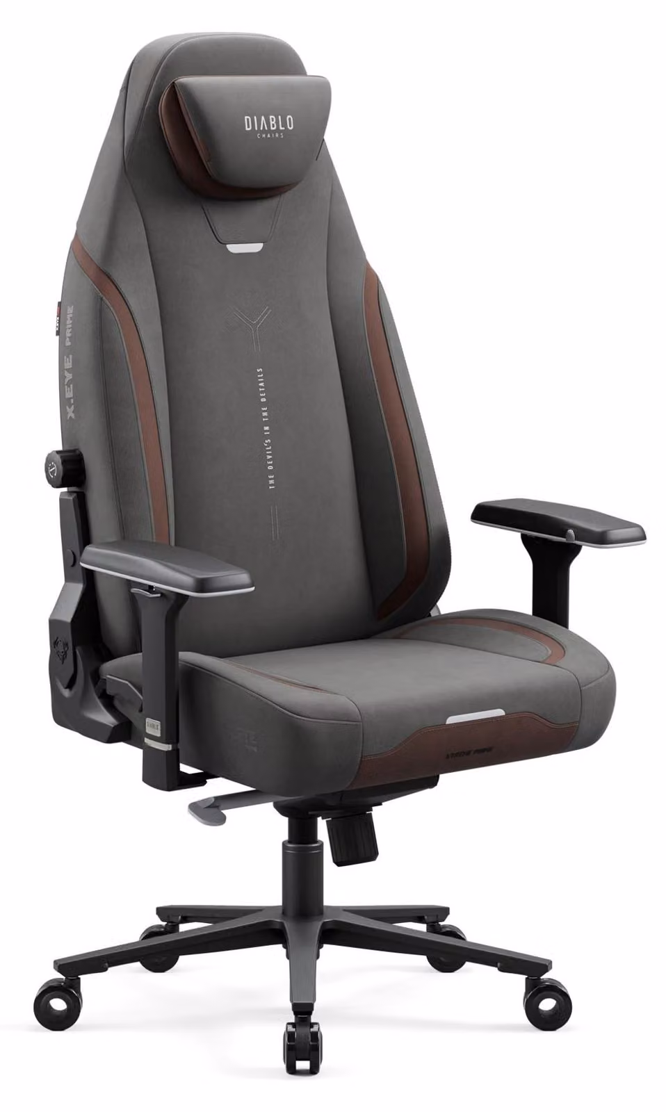 Sedia da gaming Diablo X.Eye Prime con funzione di raffreddamento, sedia da ufficio/scrivania, portata massima 140 kg, dimensioni standard, colore grigio pietra