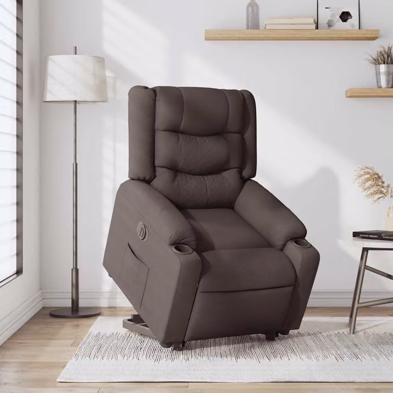 SYFAX™ Poltrona Alzapersona Reclinante Elettrica Marrone Scuro Tessuto