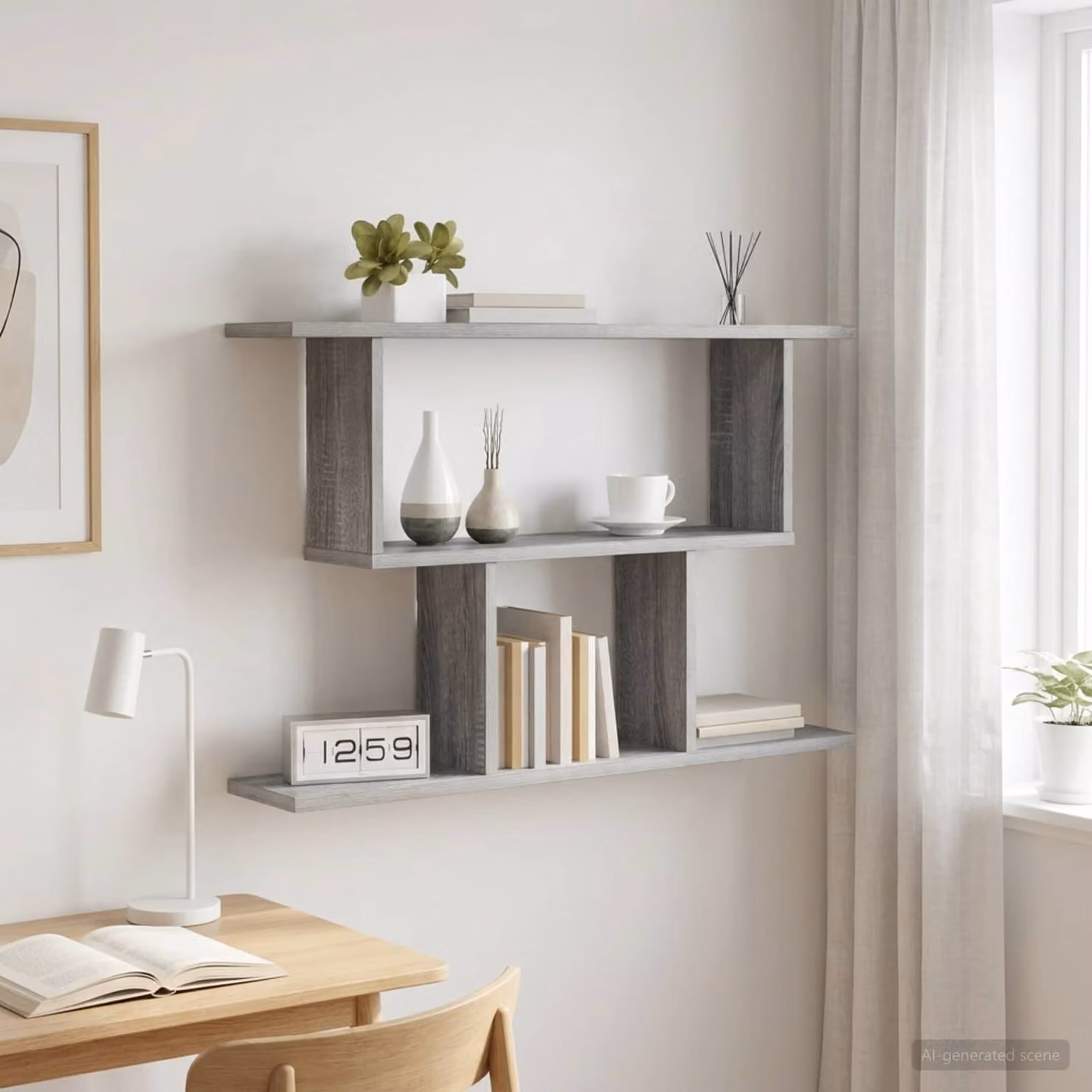 Scaffale da parete moderno vidaXL in MDF grigio L: 80 cm, P: 15 cm, H: 50,5 cm